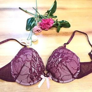 34C H&M purple Lacey bra w/ pink bow 🎀
